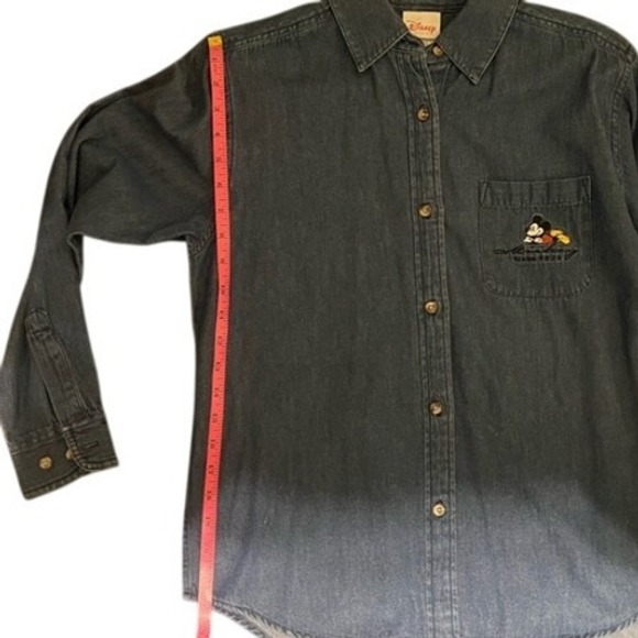 Vintage Disney Button Down Denim Shirt Mickey Mouse Embroidered 90s 00s Small - Picture 5 of 6